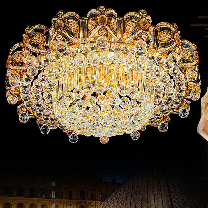 Modern LED crystal chandelier with 3-color adjustable lighting in gold finish for indoor spaces