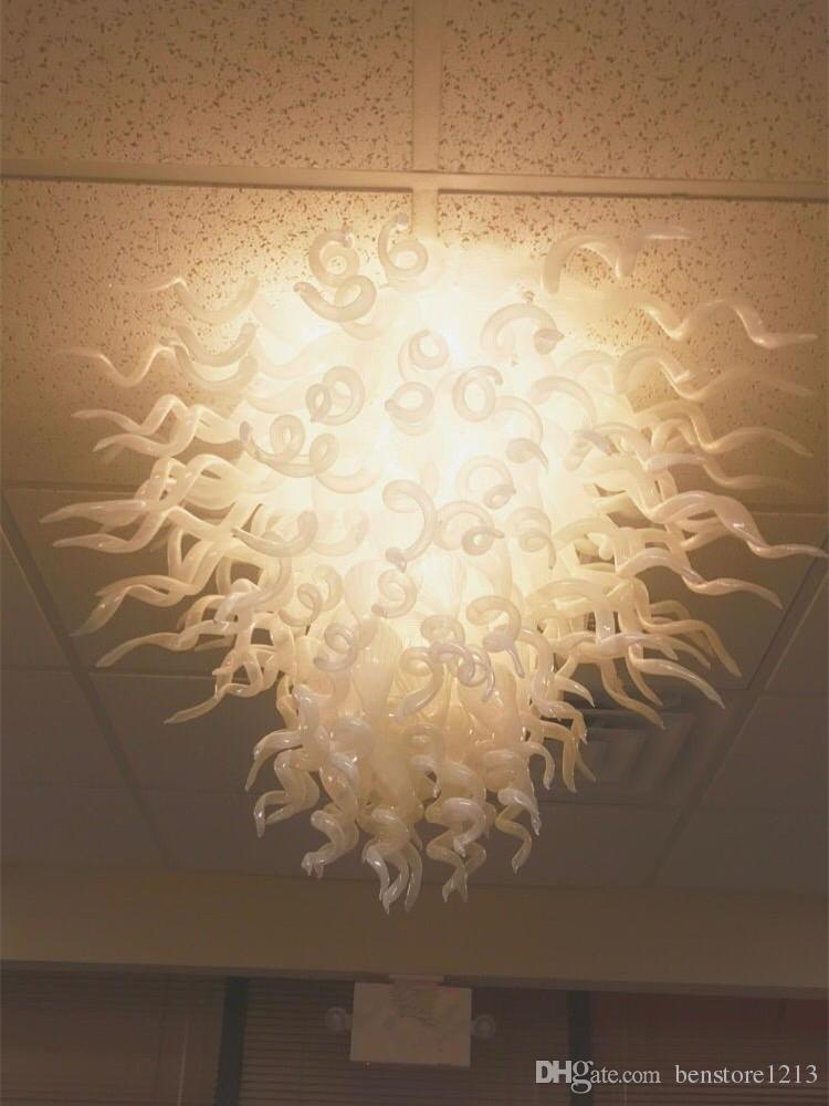Modern LED crystal chandelier with hand-blown glass for elegant office ceiling decor