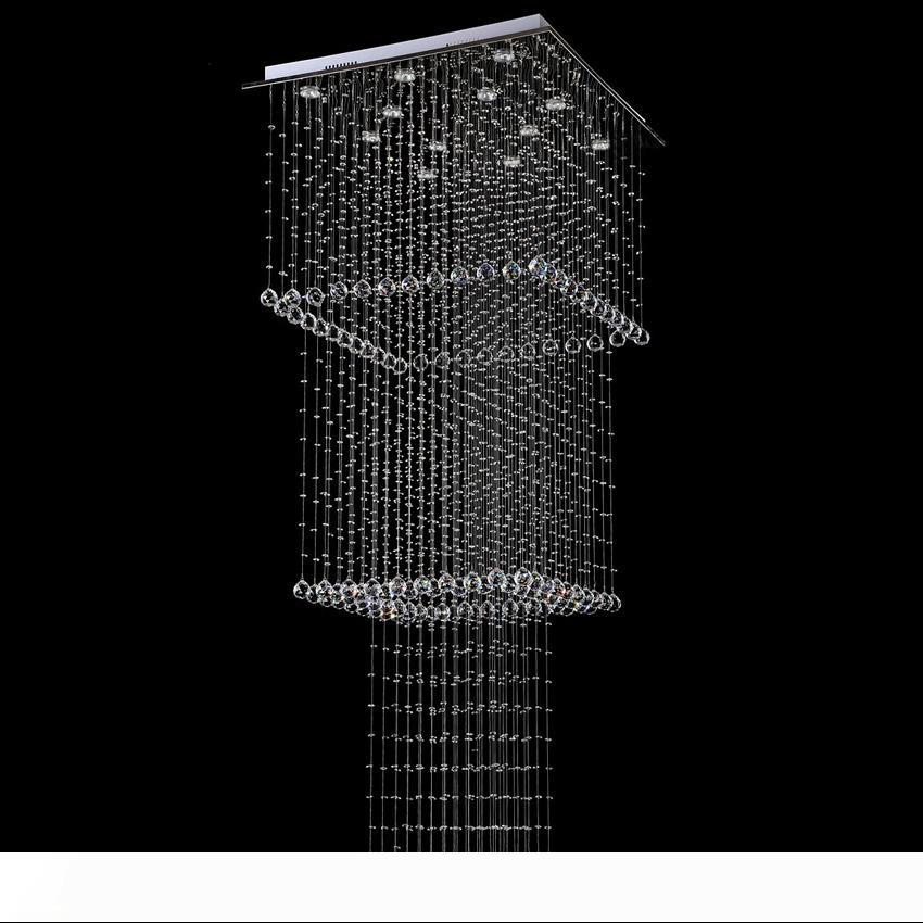 Modern LED Crystal Chandelier with Square Design for Indoor Hallway Lighting