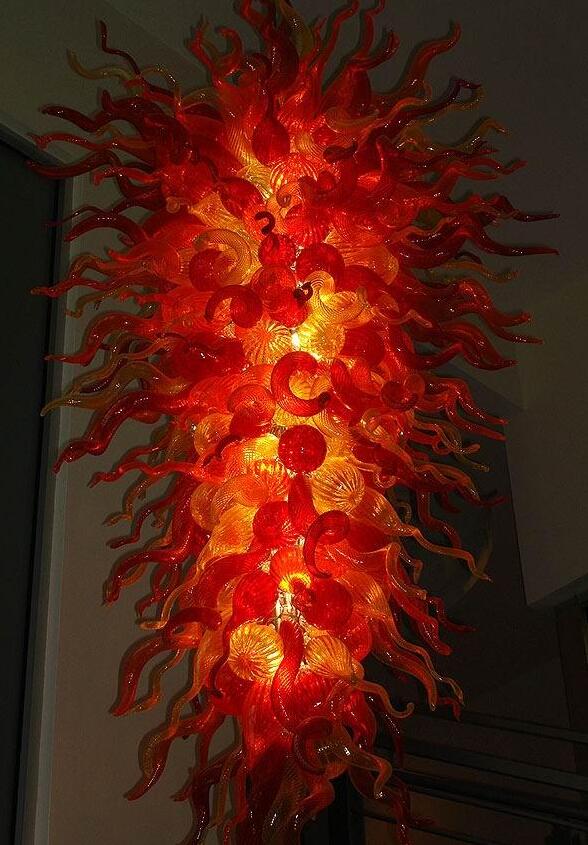 Modern LED crystal chandeliers with hand-blown glass for elegant hotel lobbies