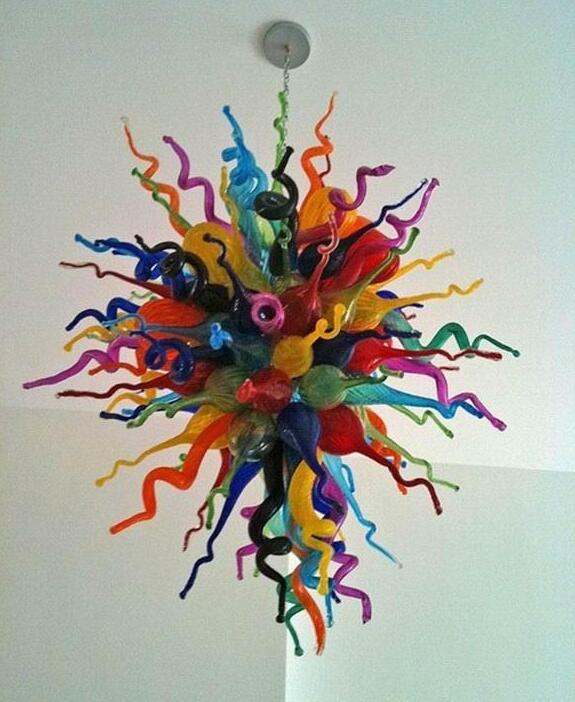 Modern LED crystal chandeliers with handcrafted Murano glass in vibrant colors