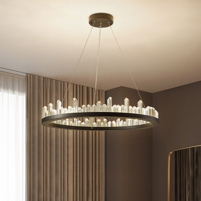 Modern LED dimmable crystal chandeliers for dining and living rooms with 3-year warranty