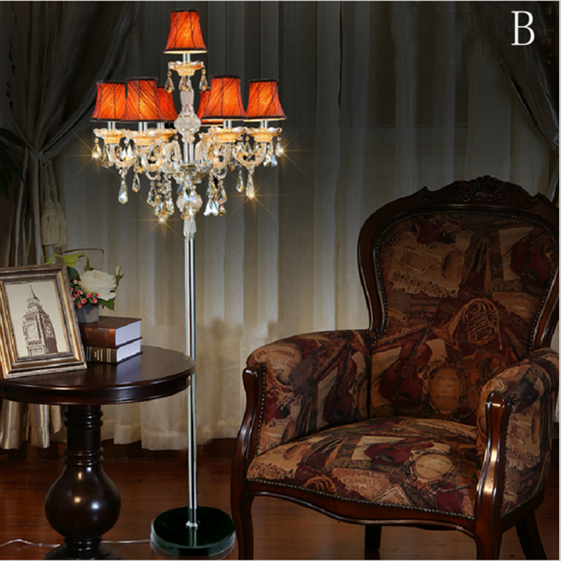 Modern LED floor lamp for elegant living rooms and bedrooms with crystal accents and a stylish lampshade