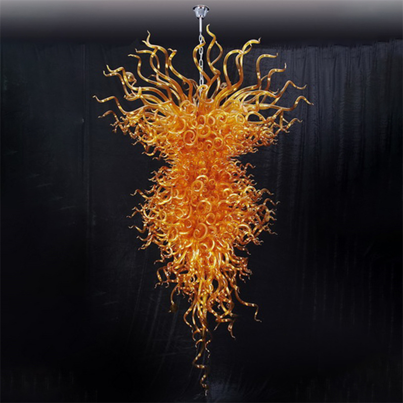 Modern LED pendant lighting with orange hue, 100cm width and 150cm drop for kitchen and dining spaces