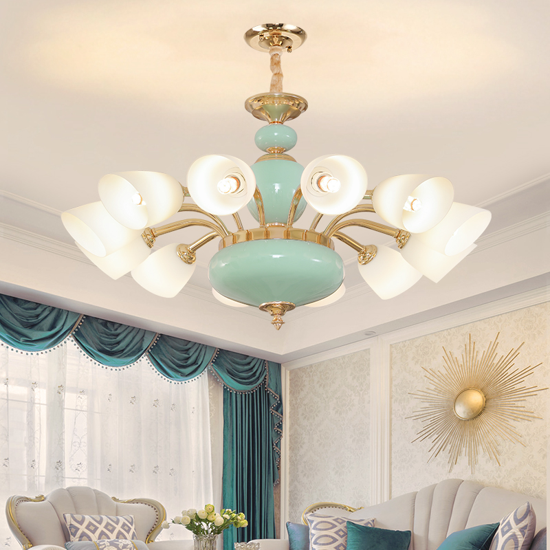 modern LED pendant lights in gold ceramic finish for European-style hotel lobbies and home interiors