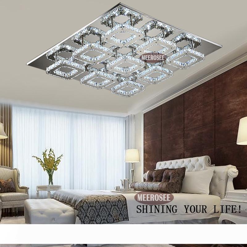 Modern LED square crystal chandelier ceiling light for living room entryway