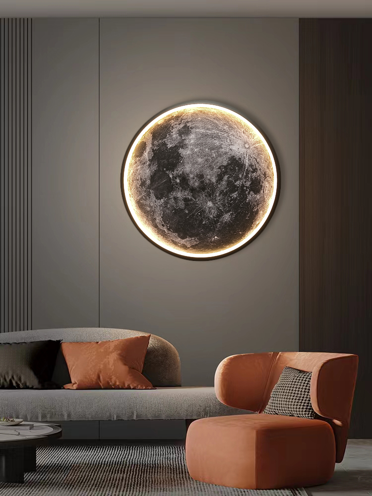 Modern LED wall lamp featuring a moon design for indoor bedroom, hall, or home decor lighting