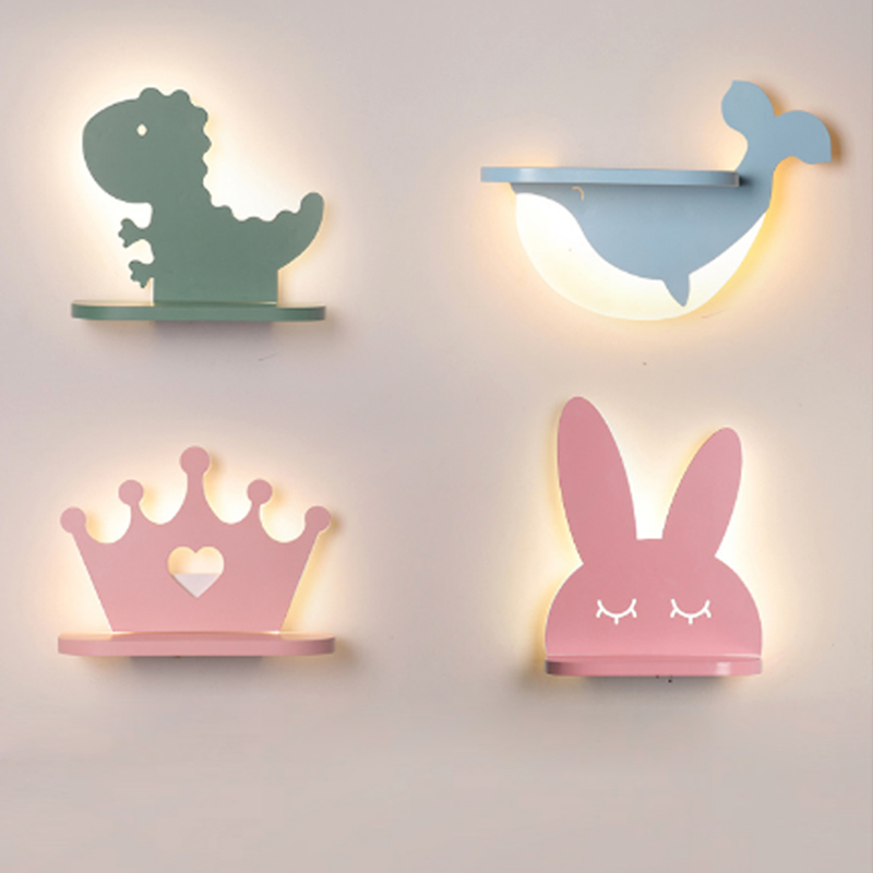 Modern LED wall lamps for kids' bedrooms with creative cartoon designs, ideal for nursery and kindergarten lighting