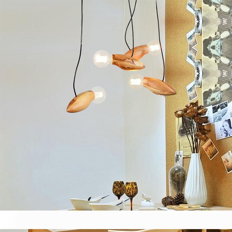 Modern LED wood chandelier for stylish bedroom, living room, restaurant, or study lighting decor
