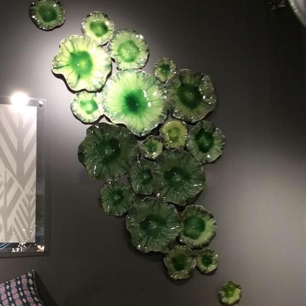 Modern Lotus Leaf Plates Wall Lamps Art New Style Murano Flower Glass Hanging Light for Hotel Shop Restaurant Home Decoaration