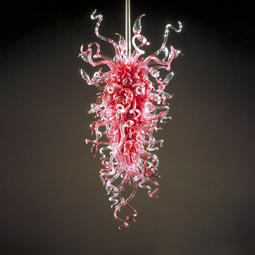 Modern luxury LED chandeliers featuring hand-blown red glass for stylish home and office lighting