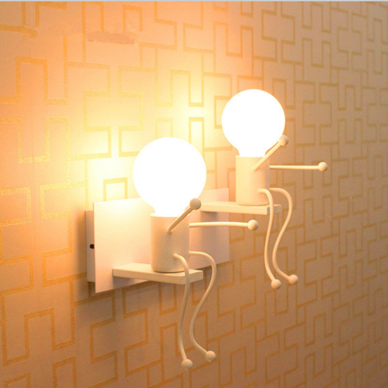 Modern minimalist LED sconce for living room, bedroom, or hallway with creative iron design and mirror wall lamp feature