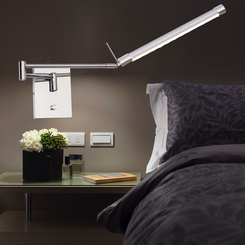 Modern minimalist long LED wall sconce with switch for home decor, ideal for living rooms, bedrooms, and bedside lighting