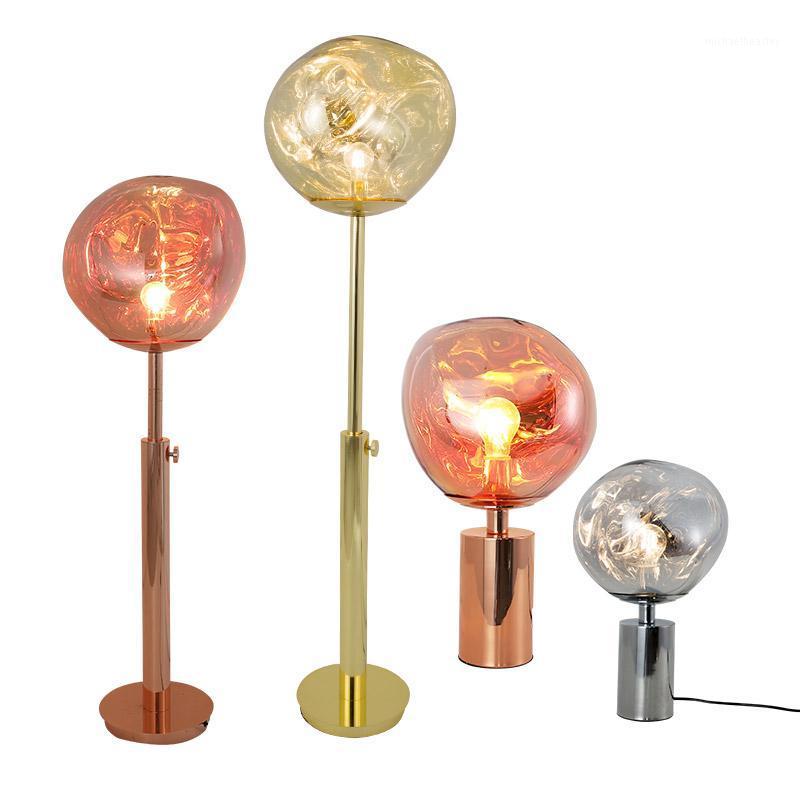 Modern minimalist PVC lampshade table or floor lamp with irregular lava-inspired design for living room, bedroom or bedside lighting