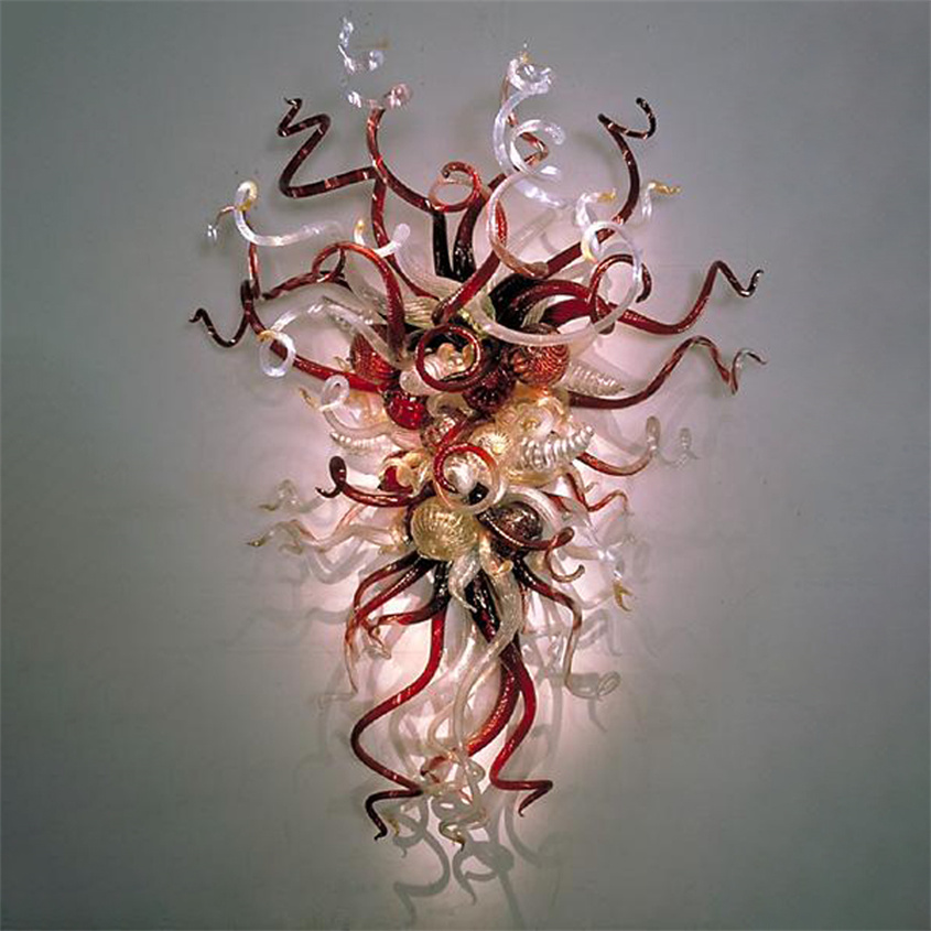 Modern multicolored hand-blown borosilicate glass floral lamps in American art style, 60cm wide and 90cm tall for indoor wall lighting