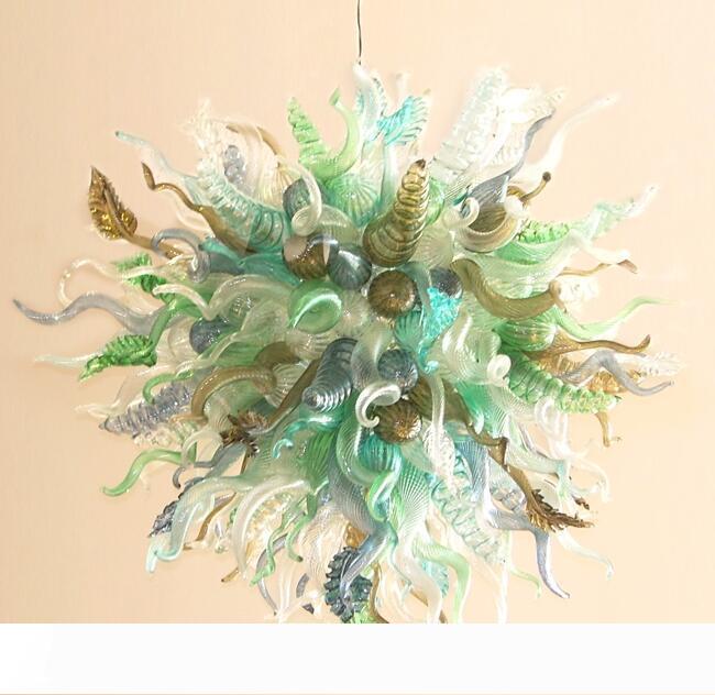 Modern Murano Glass Art Chandeliers with LED Lighting in Autumn Sun Tones