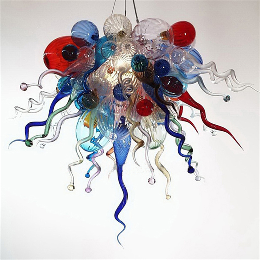 Modern Murano glass chandelier lighting for living spaces and villas, multicolored pendant fixture measuring 60x60cm