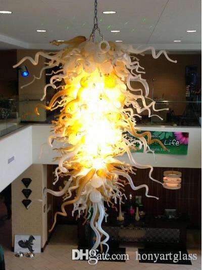Modern Murano-inspired glass chandeliers with LED lighting, ideal for hotel lobby decoration, operating on 110/220V AC