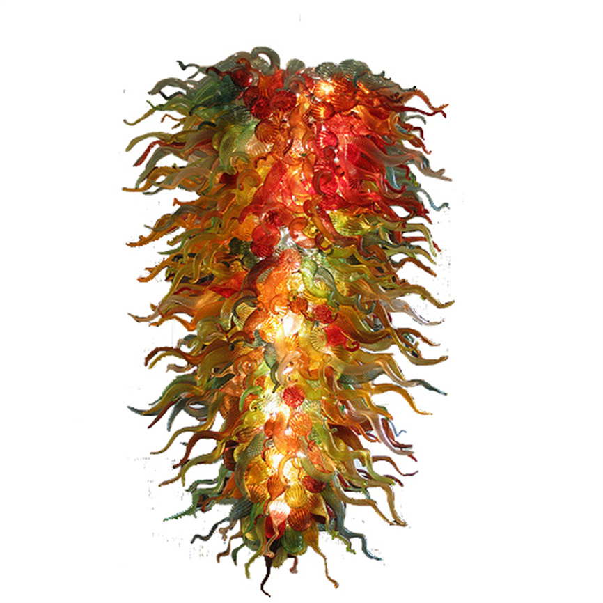 Modern Nordic crystal chandelier with blown glass floral design, 60x120cm, ideal for living room, dining area, or bedroom lighting