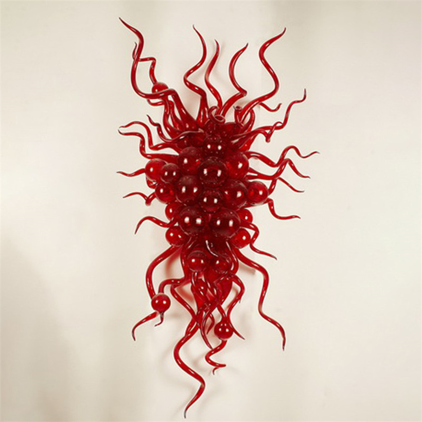 Modern Nordic crystal red elegant hand-blown glass wall lamp, 24x32 inches, for living room art lighting
