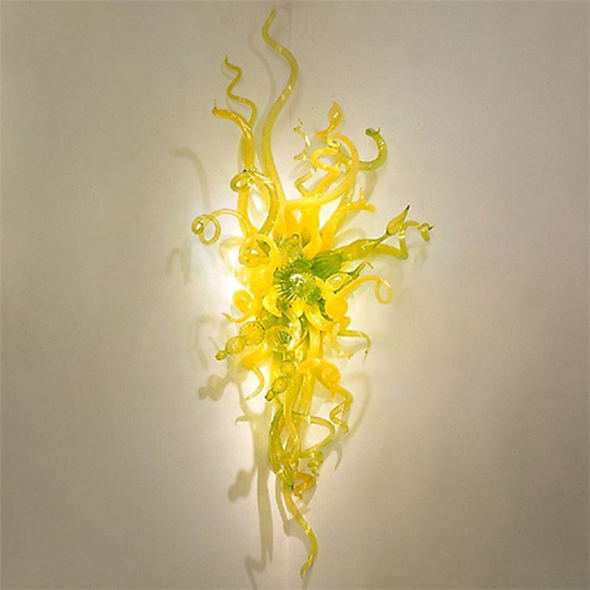 Modern Nordic green glass lamps with multicolor sconces, hand-blown borosilicate for bedroom wall decor, size 16x28 inches