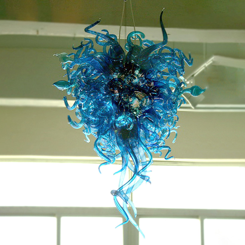 Modern Nordic Lamps Unique Design Hand Glass Chandelier Blue Colored Italian Style Murano Pendant Lights Chandeliers Light for Home Bedroom Living R