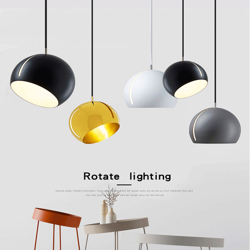 Modern Nordic pendant lamp with an iron ball design, ideal for bedroom or restaurant lighting using E27 bulbs