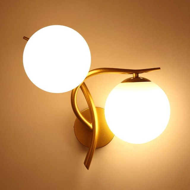 Modern Nordic-style E27 bulb LED glass wall lamp for bedroom bedside home decor