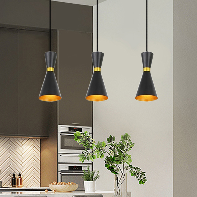 Modern pendant lighting for dining rooms and kitchens with E27 LED bulbs, industrial-style hanging luminaires