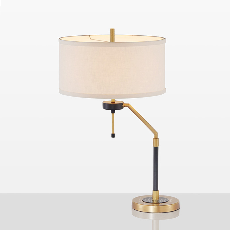 Modern personality desk lamp with cloth cover, iron base, and eye protection for bedroom bedside reading, energy-saving model LR005