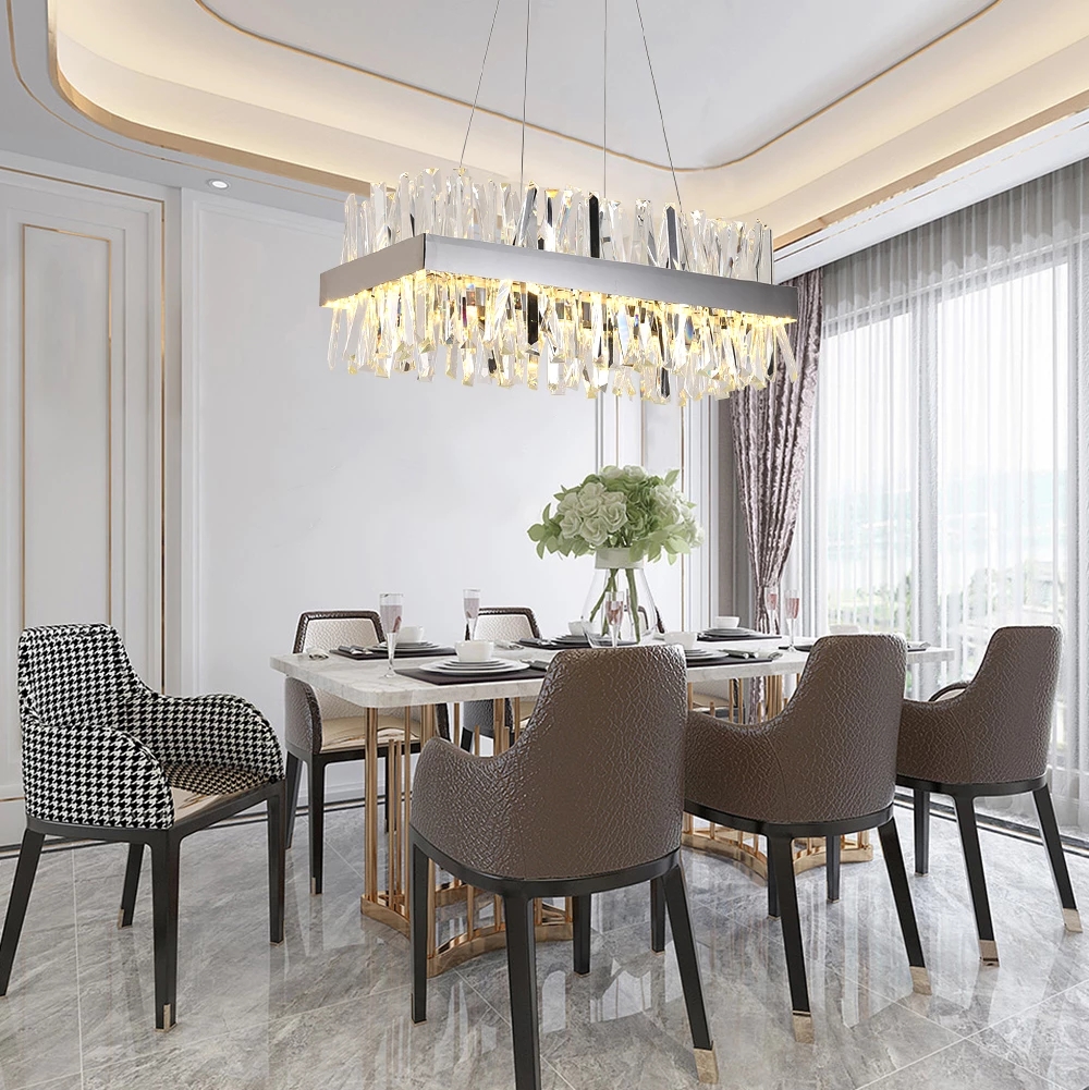 Modern postmodern living room chandelier with luxurious crystal lighting for creative dining and bedroom spaces