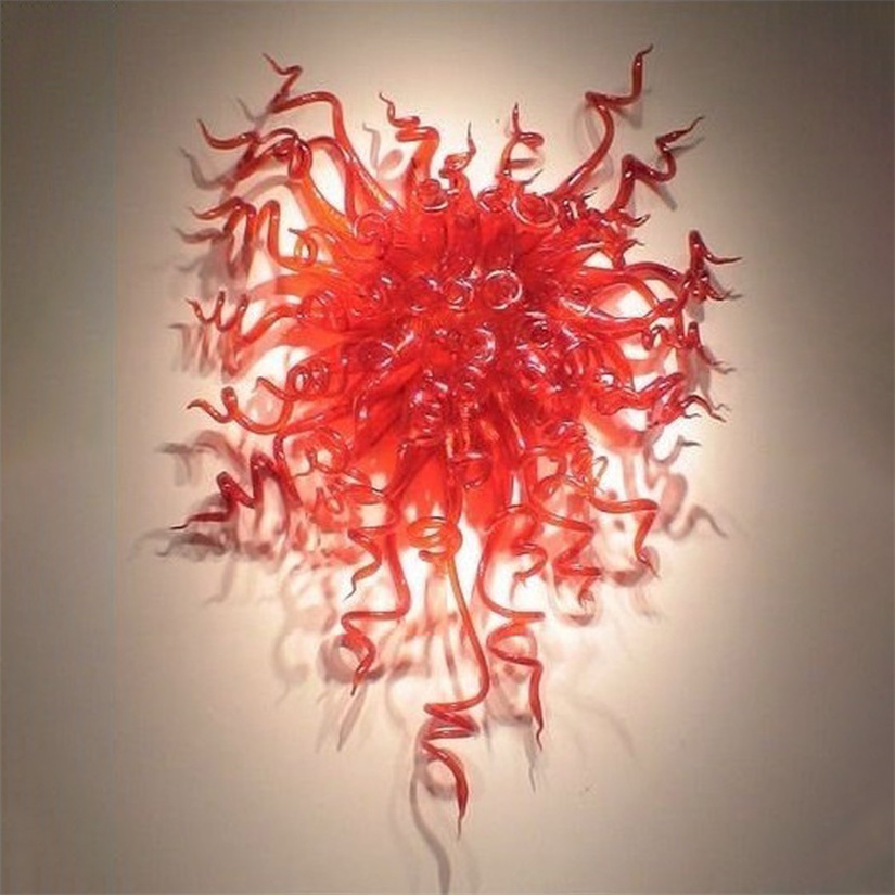 Modern red borosilicate glass lamps, hand-blown for stylish bathroom or wall decor, measuring 60x80cm