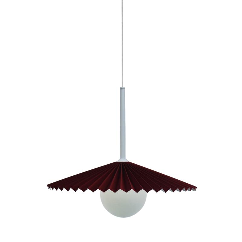 Modern red fabric pleated lampshade for contemporary pendant lighting in homes