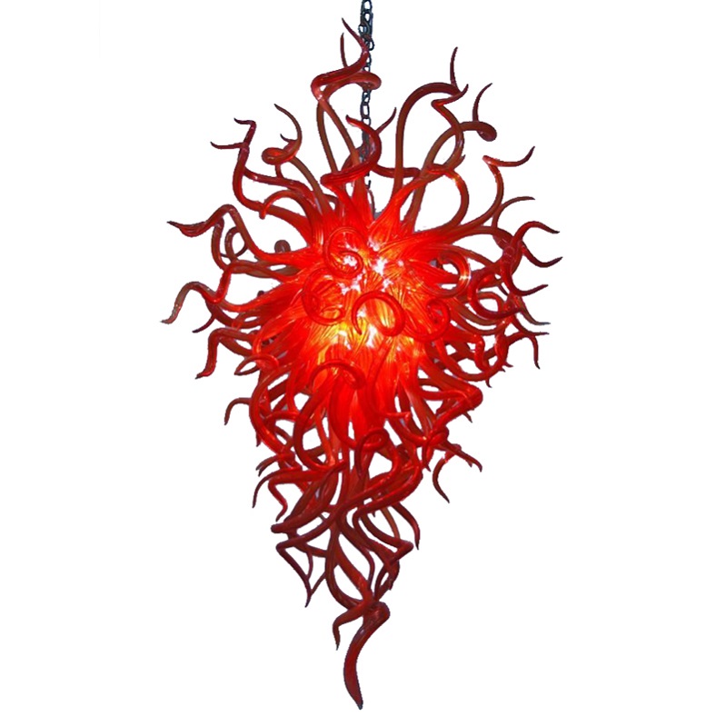 modern red glass chandelier for bedroom or living room pendant lighting