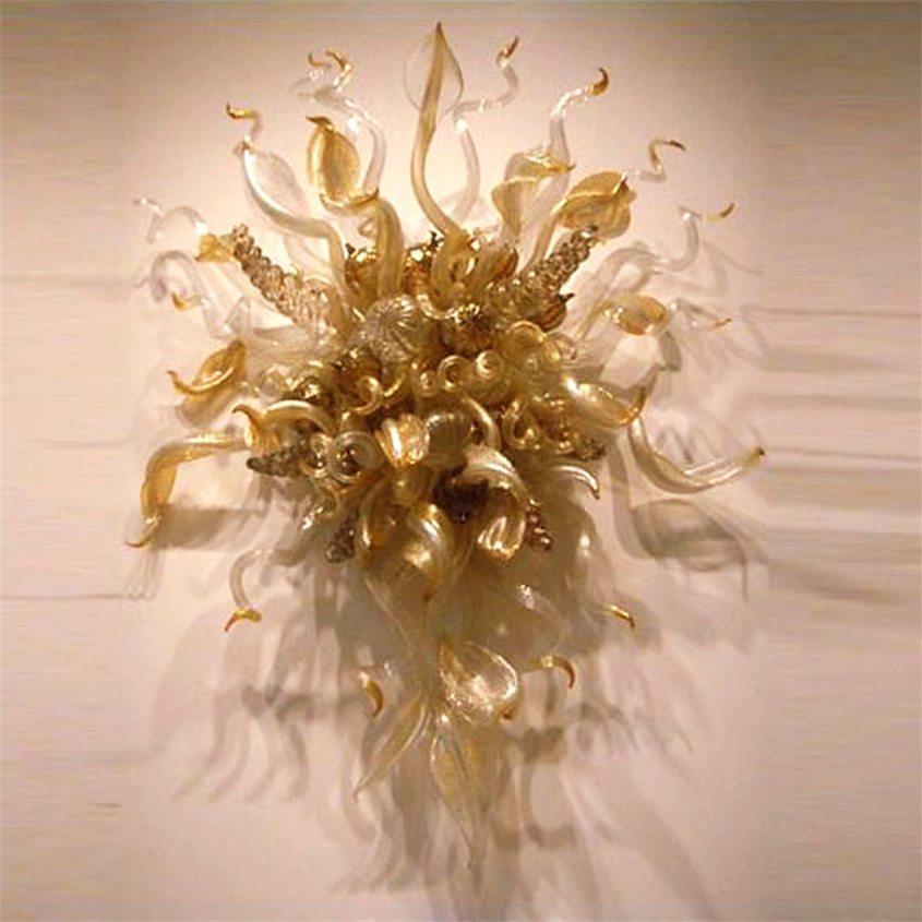 Modern retro vintage handcrafted Murano glass sconce wall light with LED bulbs, customizable in color and size, measuring 24 by 32 inches for elegant home decor