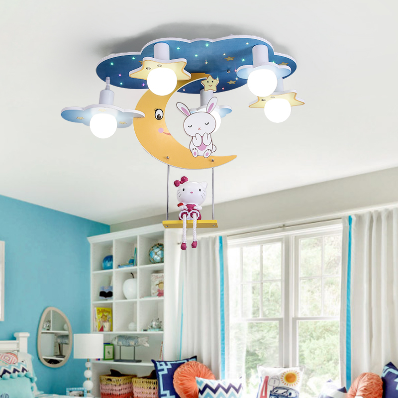 Modern round ceiling lights for bedrooms with a Nordic style, ideal for children's rooms, warm lighting suitable for kindergartens, playgrounds, and homes