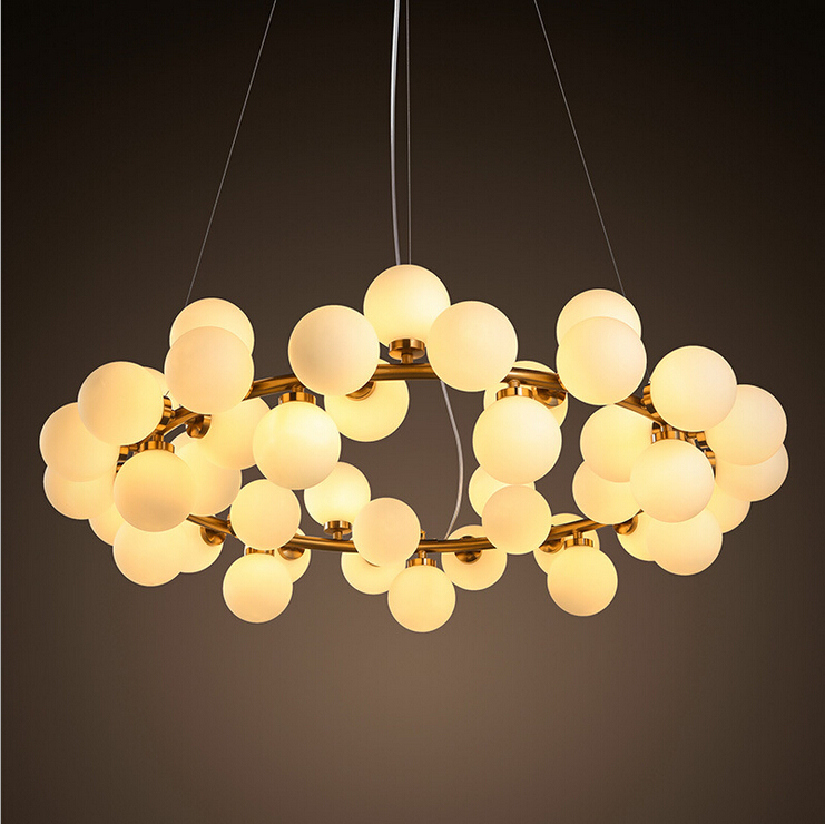 modern round glass pendant lights with 25/45 heads, loft-style chandelier featuring G4 base