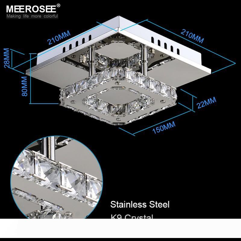 Modern square crystal LED ceiling light for hallways and corridors
