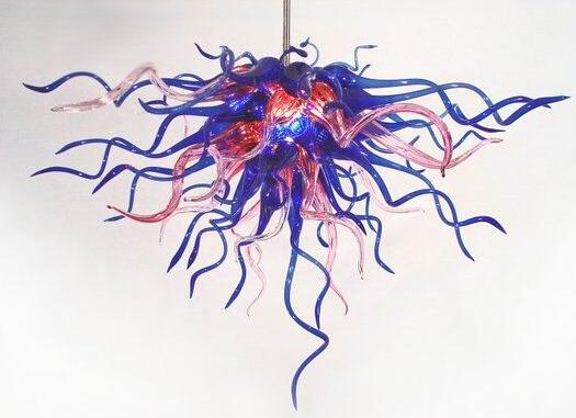 Modern stylish blue glass chandelier with handcrafted lampshades for home decor