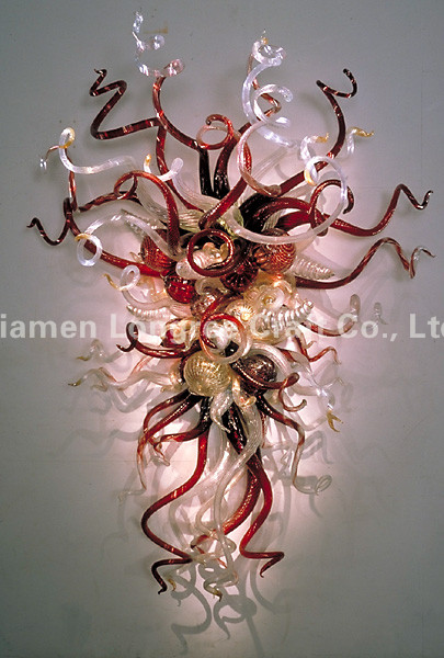 Modern stylish multicolored blown glass wall lamp with Italian Murano-inspired LED shade for decorative art