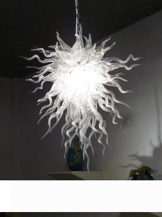 Modern white and clear glass LED chandelier for elegant living room decor