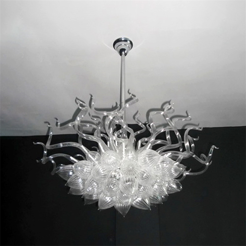 Modern white blown glass pendant lamps, 32x32-inch Art Deco chandeliers for contemporary living room lighting