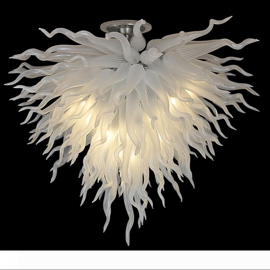 Modern white chandelier ceiling light with classic LED bubbles and handcrafted glass for living room decor