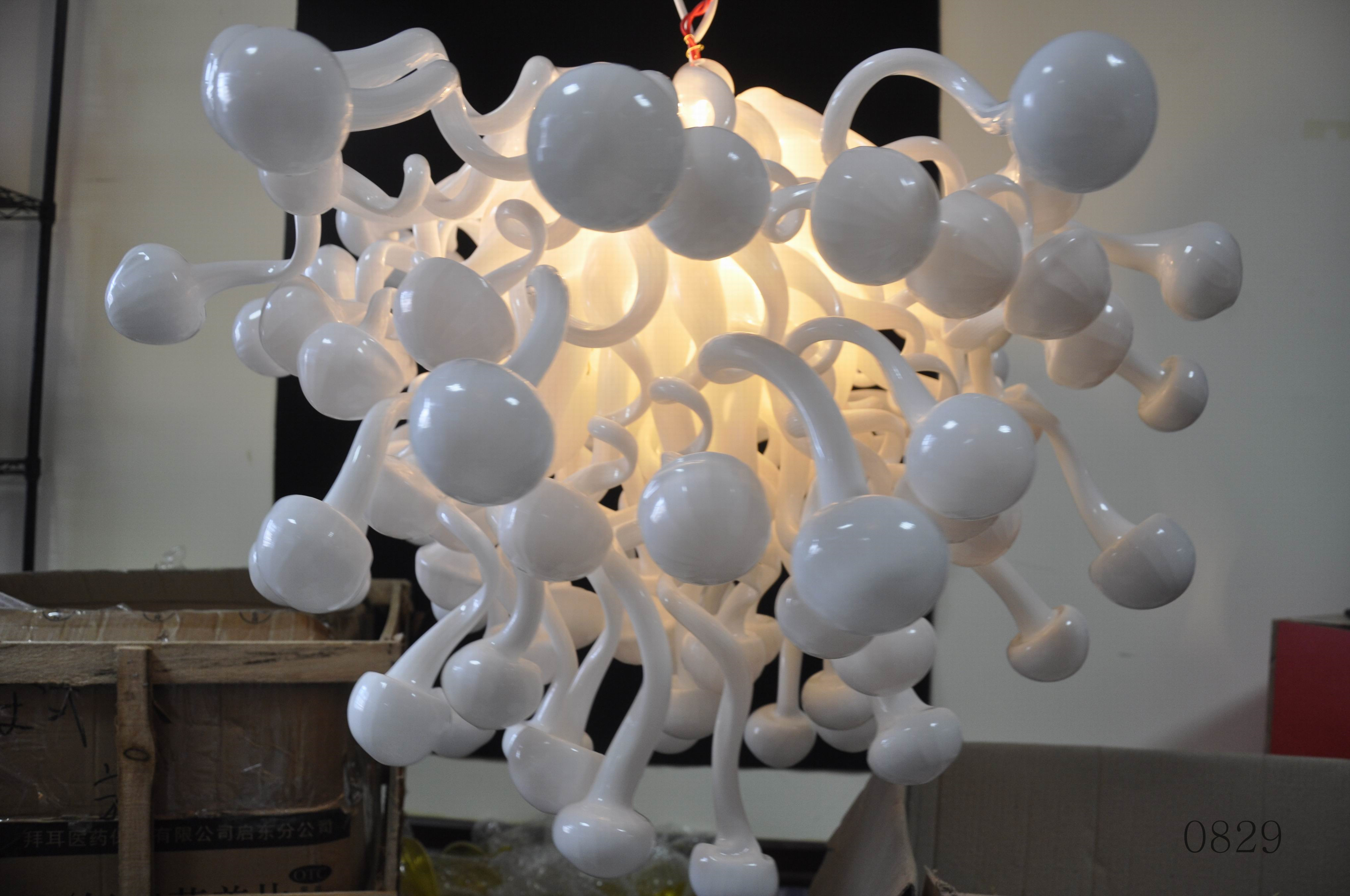 Modern white glass LED chandelier with Turkish design for home lighting