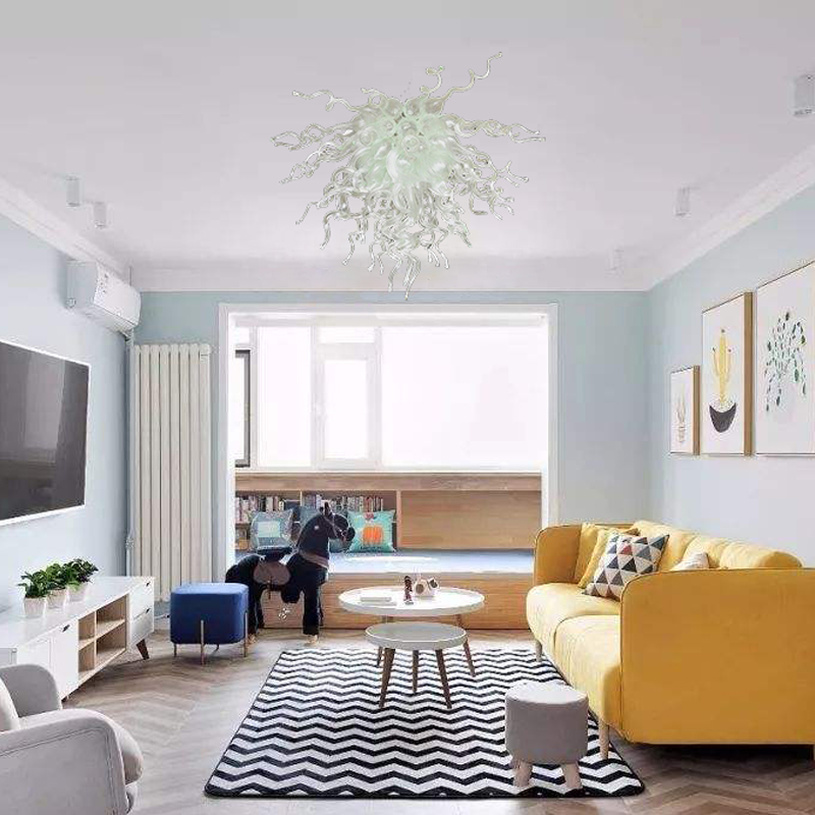 Modern white glass pendant chandelier for office, loft, shop, bar, cafe, restaurant, hotel, hall, home, and dining room suspension lighting