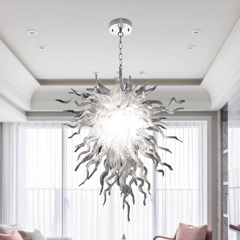 Modern white LED pendant chandeliers for contemporary dining room lighting