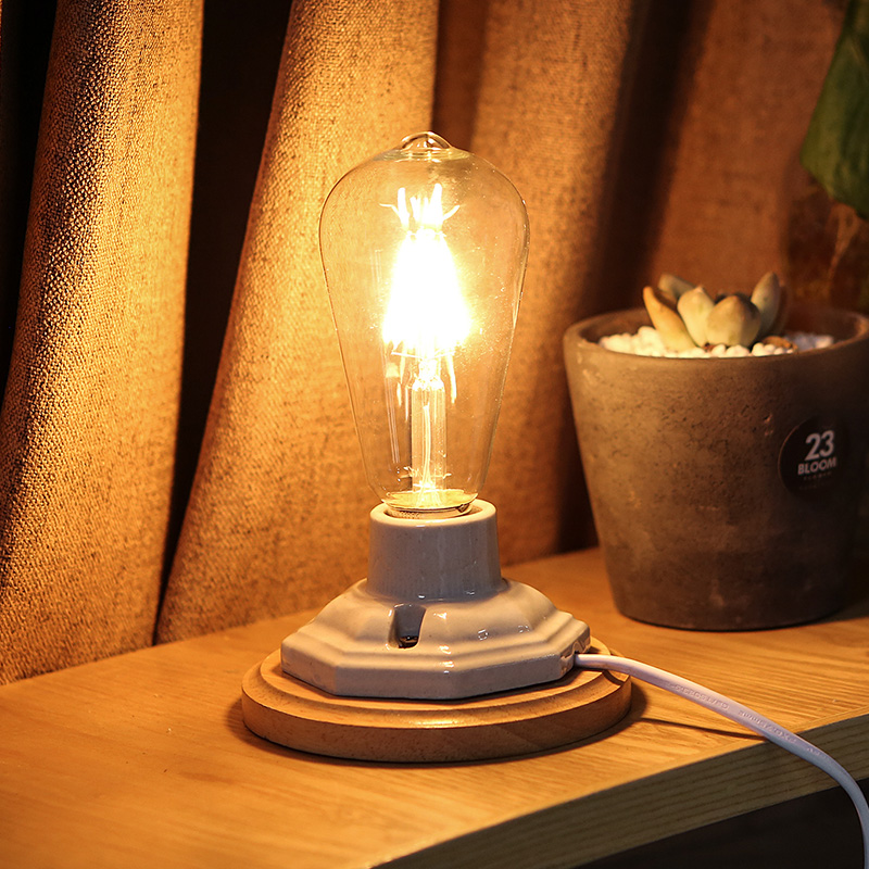 modern wooden base lamp for bedroom nightstand, study desk, kids' room, or coffee table lighting