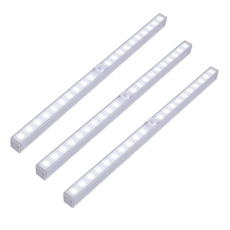 Motion-activated LED strip lights for cabinets, powered by batteries