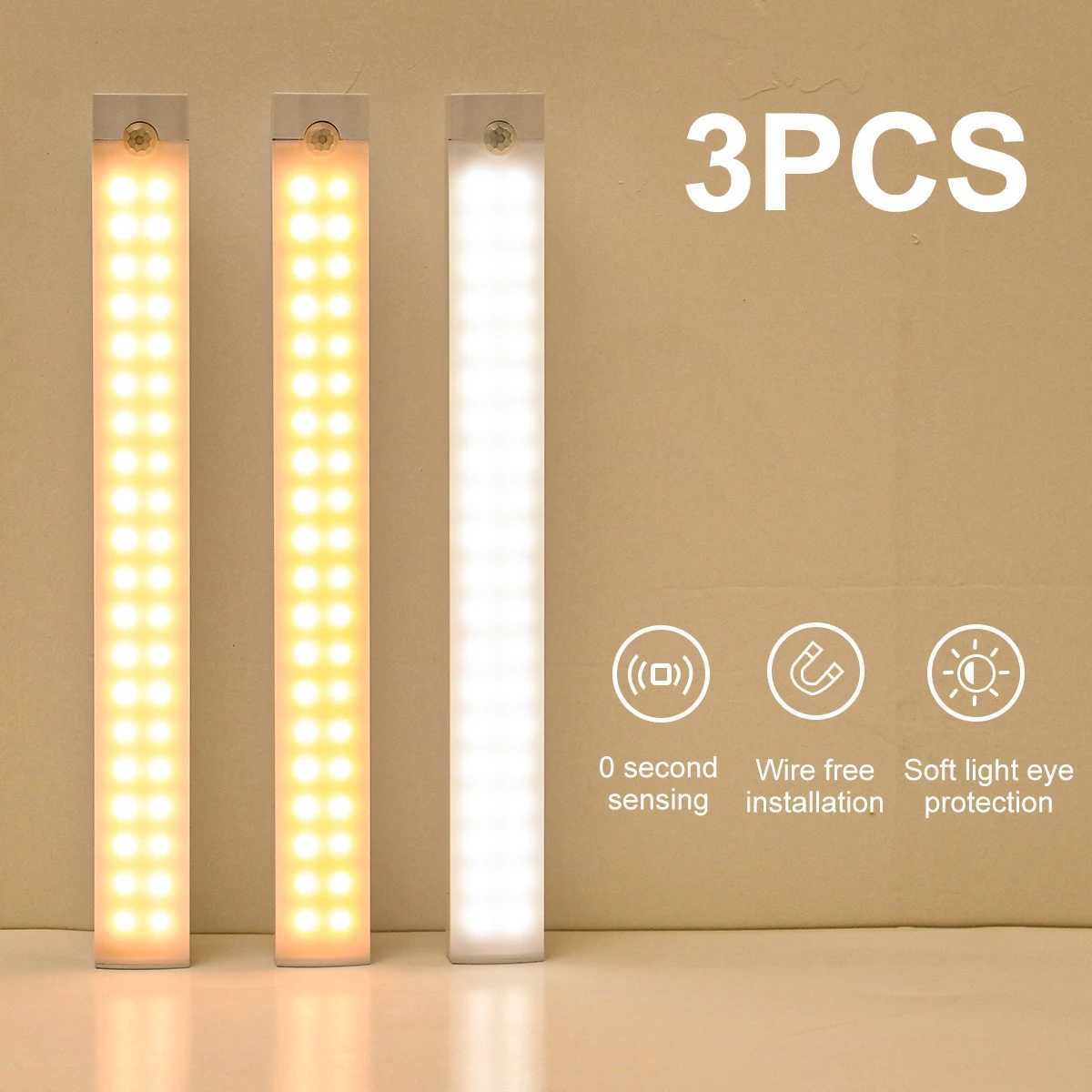 Motion-activated wireless LED night light for bedrooms, kitchens, closets, staircases, and cabinets with light detection