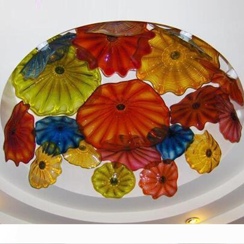 Multicolor Italian blown glass decorative crystal flower ceiling chandelier with Murano glass flush mount lighting